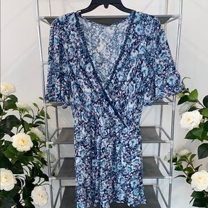 Floral Blue Wrap Dress
